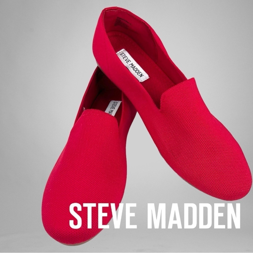 STEVE MADDEN Saban Red Woven Loafers NWOT